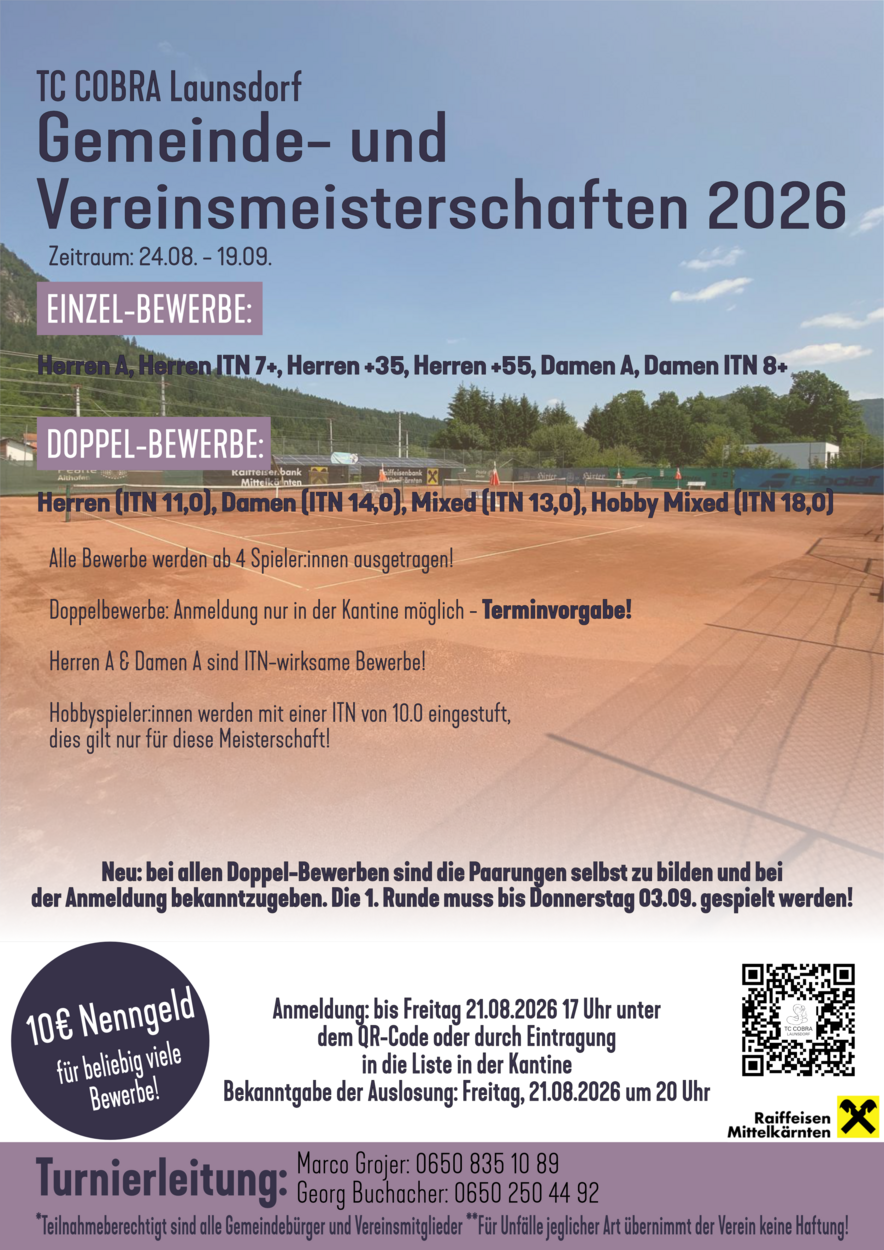 Gemeinde- und Vereinsmeisterschaften 2026